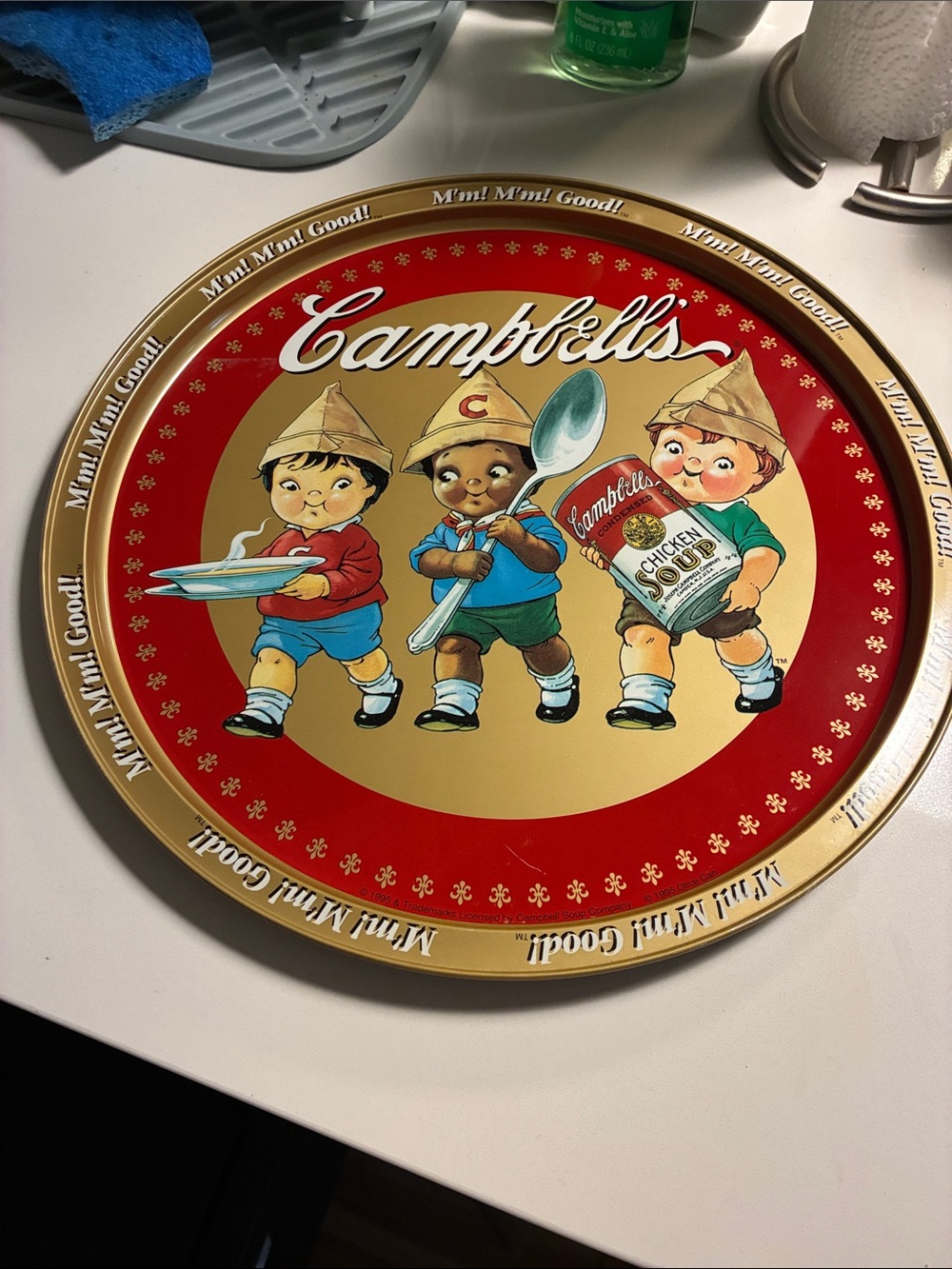 1995 Campbell's Vintage Metal Serving Tray - Red & Gold
